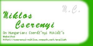 miklos cserenyi business card